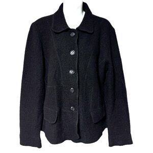 Jane Ashley Casual Lifestyle Black Wool Blend Blazer Jacket Size Large